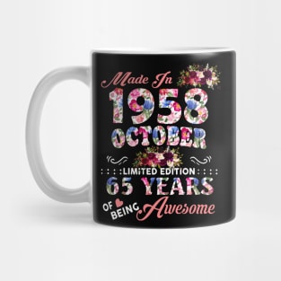 Flower Made In 1958 October 65 Years Of Being Awesome Mug